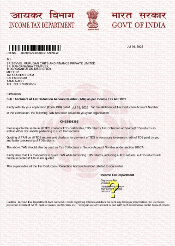 Tax Deduction Account Number (TAN)
